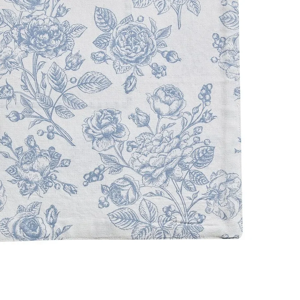 Floral Cotton Reversible Table Runner Blue and White 4 x 90-inch My Texas House